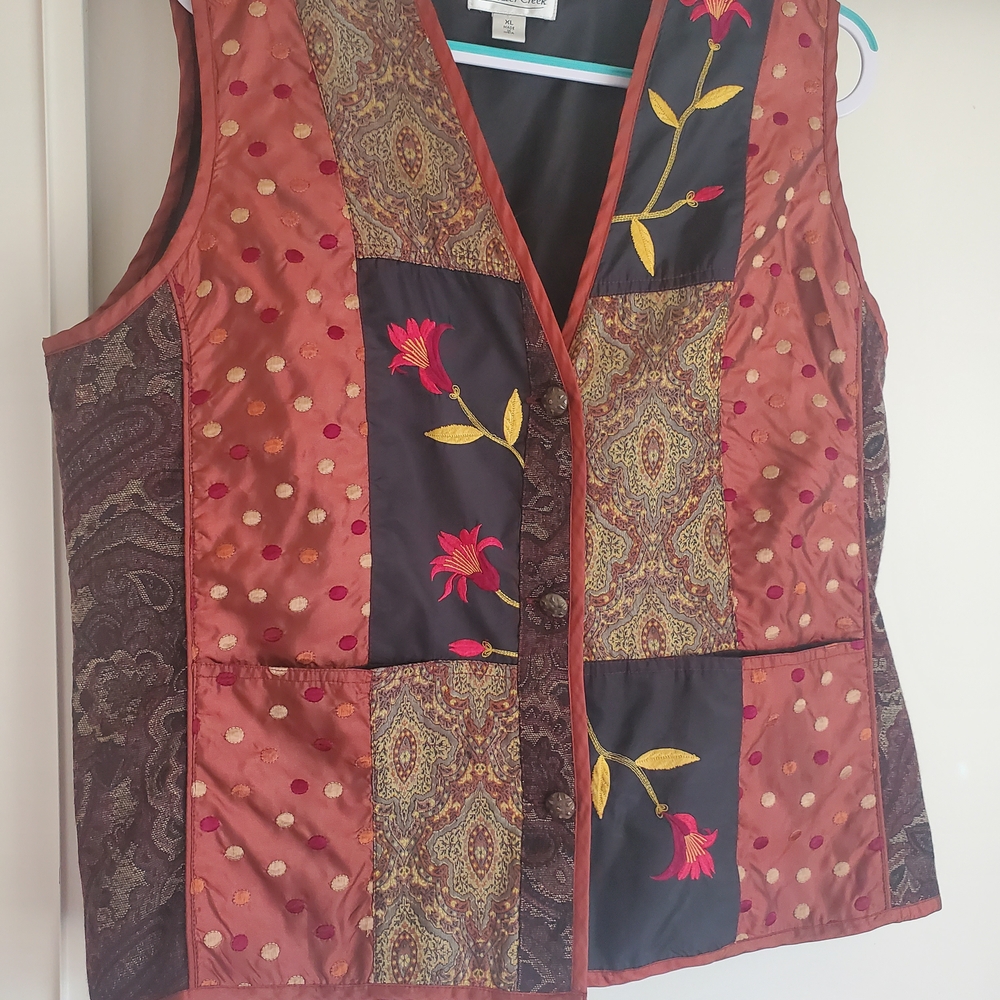 Embroidered Patchwork Vest